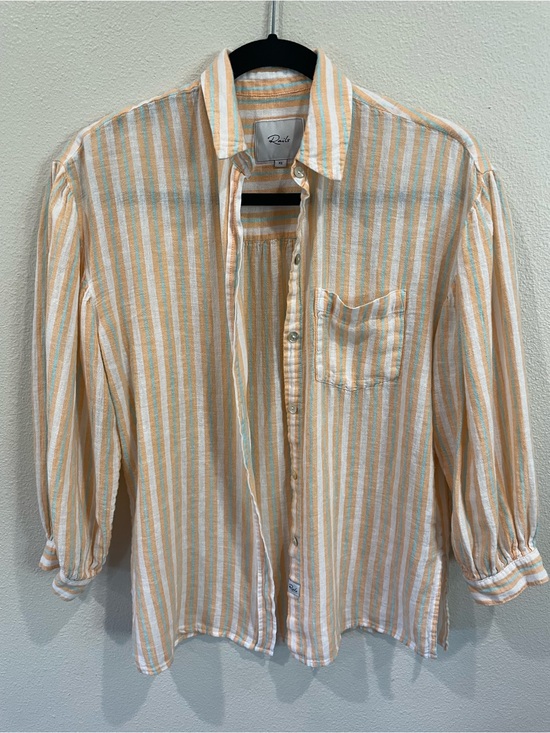 Rails Tops - Rails Clio Linen Blend Clementine Striped Shirt